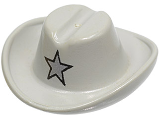 Part 3629px2 - Minifigure, Headgear Hat, Cowboy with Silver Star Pattern - De BrickPlaats