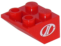 Part 3660pb004 - Slope, Inverted 45 2 x 2 with Flat Bottom Pin with White Stylized 'LT' Racing Logo Pattern on Both Sides (Stickers) - Set 8210 - De BrickPlaats
