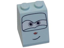 Part 3678bpb034 - Slope 65 2 x 2 x 2 with Bottom Tube with Gray Eyes and Crooked Smile Pattern - De BrickPlaats