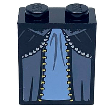 Part 3678bpb067 - Slope 65 2 x 2 x 2 with Bottom Tube with Minifigure Dress / Skirt / Robe, Layered with Bright Light Blue and Sand Blue Panels Pattern - De BrickPlaats