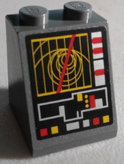 Part 3678bpb100 - Slope 65 2 x 2 x 2 with Bottom Tube with SW Cannon Operating Monitor and Control Panel Pattern (Sticker) - Set 7879 - De BrickPlaats