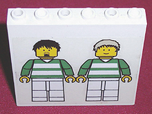 Part 3754pb08 - Brick 1 x 6 x 5 with Two Soccer Players Pattern (Sticker) - Sets 3414 / 3419 - De BrickPlaats