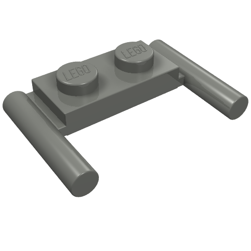 Part 3839b - Plate, Modified 1 x 2 with Bar Handles - Flat Ends, Low Attachment - De BrickPlaats