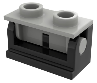 Part 3937c09 - Hinge Brick 1 x 2 with Light Gray Top Plate (3937 / 3938) - De BrickPlaats