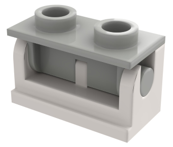 Part 3937c09 - Hinge Brick 1 x 2 with Light Gray Top Plate (3937 / 3938) - De BrickPlaats