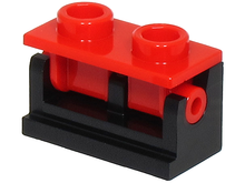 Part 3937c11 - Hinge Brick 1 x 2 with Red Top Plate (3937 / 3938) - De BrickPlaats