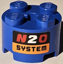 Part 3941pb42 - Brick, Round 2 x 2 with Axle Hole with 'N2O SYSTEM' Pattern (Sticker) - Set 42111 - De BrickPlaats