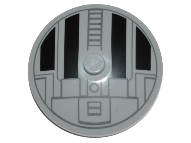 Part 3960pb051 - Dish 4 x 4 Inverted (Radar) with Solid Stud with Star Wars TIE Hatch Black and Dark Bluish Gray Pattern - De BrickPlaats