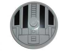 Part 3960pb051 - Dish 4 x 4 Inverted (Radar) with Solid Stud with Star Wars TIE Hatch Black and Dark Bluish Gray Pattern - De BrickPlaats