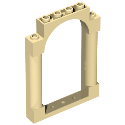 Part 40066 - Door, Frame 1 x 6 x 7 Arched with Notches and Rounded Pillars - De BrickPlaats