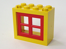 Part 4132c01 - Window 2 x 4 x 3 - Solid Studs with Red Pane (4132 / 4133) - De BrickPlaats