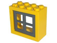 Part 4132c03 - Window 2 x 4 x 3 - Solid Studs with Dark Bluish Gray Pane (4132 / 4133) - De BrickPlaats