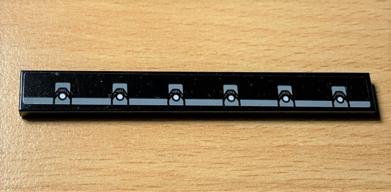 Part 4162pb229 - Tile 1 x 8 with Metal Rivets Pattern (Sticker) - Set 42078 - De BrickPlaats