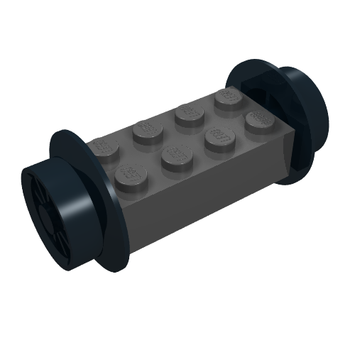 Part 4180c02 - Brick, Modified 2 x 4 with Red Wheels FreeStyle and Red Pins (4180 / 4259 / 2344) - De BrickPlaats