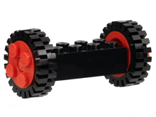 Part 4180c02assy1 - Brick, Modified 2 x 4 with Red Wheels FreeStyle and Red Pins with 2 Black Tire 24mm D. x 8mm Offset Tread - Interior Ridges (4180c02 / 3483) - De BrickPlaats