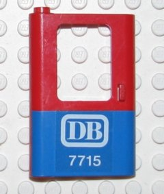 Part 4181pb018 - Door 1 x 4 x 5 Train Left, Thin Support at Bottom with Blue Bottom Half and 'DB 7715' Pattern (Sticker) - Set 7715 - De BrickPlaats