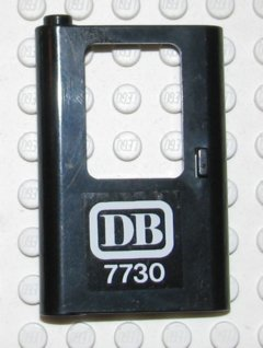 Part 4181pb019 - Door 1 x 4 x 5 Train Left, Thin Support at Bottom with White 'DB 7730' Pattern (Sticker) - Set 7730 - De BrickPlaats