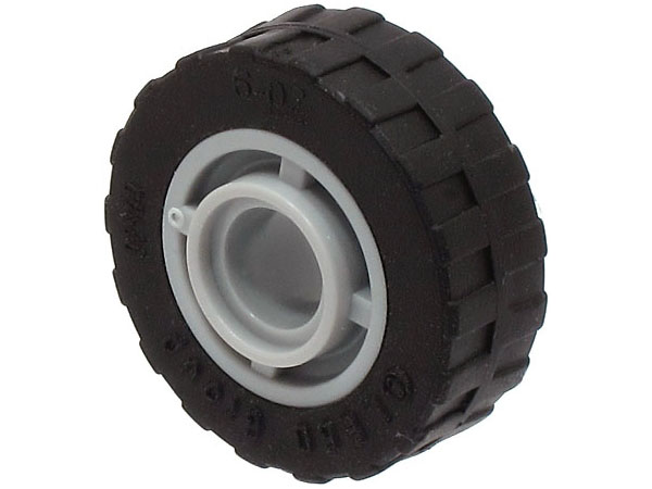 Part 42610c03 - Wheel 11mm D. x 8mm with Center Groove with Black Tire 17.5mm D. x 6mm with Shallow Staggered Treads - Band Around Center of Tread (42610 / 92409) - De BrickPlaats