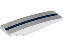 Part 42918pb01 - Slope, Curved 8 x 2 with Dark Blue Stripe Pattern - De BrickPlaats
