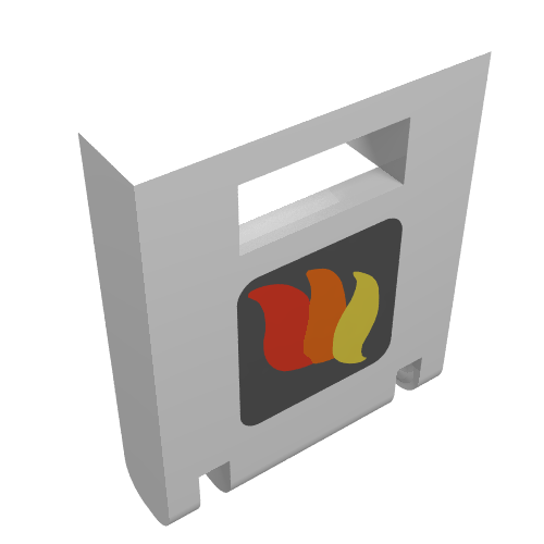 Part 4346p01 - Container, Box 2 x 2 x 2 Door with Slot with Classic Fire Logo Pattern - De BrickPlaats