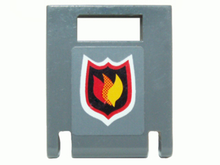 Part 4346pb20 - Container, Box 2 x 2 x 2 Door with Slot with City Fire Logo Badge on Dark Bluish Gray Background Pattern (Sticker) - Set 7942 - De BrickPlaats