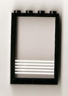 Part 4347pb07 - Window 1 x 4 x 5 with Fixed Glass and 5 White Stripes Pattern (Sticker) - Sets 6380 / 6386 / 6392 / 6393 - De BrickPlaats