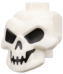 Part 43693pb04 - Minifigure, Head, Modified Skull with Black Eyes, Nose and Mouth Pattern - De BrickPlaats