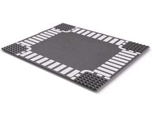 Part 44343px3 - Baseplate, Road 32 x 32 6-Stud Crossroad with White Dashed Lines and Crosswalks Pattern - De BrickPlaats