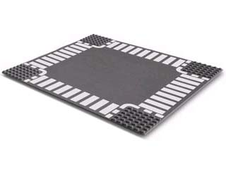 Part 44343px3 - Baseplate, Road 32 x 32 6-Stud Crossroad with White Dashed Lines and Crosswalks Pattern