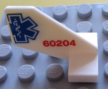 Part 44661pb034 - Tail Shuttle, Small with Red '60204' and Partial Blue EMT Star of Life Pattern on Both Sides (Stickers) - Set 60204 - De BrickPlaats