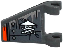 Part 44676pb031R - Flag 2 x 2 Trapezoid with Armor Plates with Rivets, White Ninja Skull with Crossed Swords Pattern Model Right Side (Sticker) - Set 70601 - De BrickPlaats