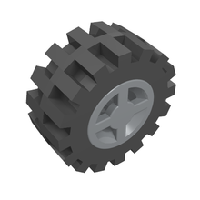 Part 4624c02 - Wheel 8mm D. x 6mm with Black Tire 15mm D. x 6mm Offset Tread Small (4624 / 3641) - De BrickPlaats