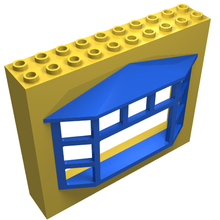 Part 4823c01 - Fabuland Building Wall 2 x 10 x 7 with Blue Bay Window - De BrickPlaats