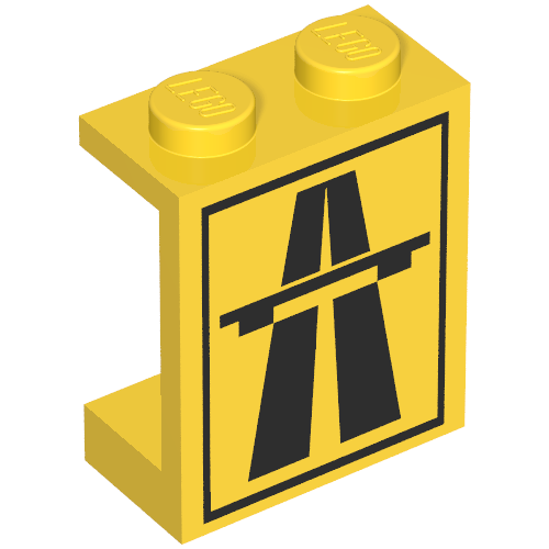 Part 4864ap01 - Panel 1 x 2 x 2 - Solid Studs with Black Highway, Overpass and Rectangle Pattern - De BrickPlaats
