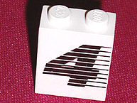 Part 4864apx4 - Panel 1 x 2 x 2 - Solid Studs with Black Number 4 and Lines Pattern - De BrickPlaats