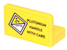 Part 4865pb097 - Panel 1 x 2 x 1 with Diamond Radioactive Symbol and 'PLUTONIUM HANDLE WITH CARE' Pattern (Sticker) - Set 10300 - De BrickPlaats