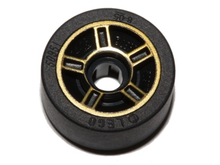 Part 50944pb02c01 - Wheel 11mm D. x 6mm with 5 Spokes with Gold Outline Pattern with Black Tire 14mm D. x 6mm Solid Smooth (50944pb02 / 50945) - De BrickPlaats