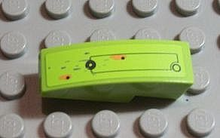 Part 50950pb020R - Slope, Curved 3 x 1 with Rectangular Outline and Small Circle and Rusted Holes Pattern Model Right (Sticker) - Set 8958 - De BrickPlaats