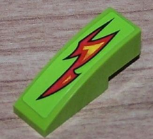 Part 50950pb023R - Slope, Curved 3 x 1 with Red Fire Pattern Model Right (Sticker) - Set 8199 - De BrickPlaats