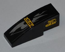 Part 50950pb032L - Slope, Curved 3 x 1 with 'SUPER FAST' and 'eRAV' on Left Side and '55' and Silver Flames on Top Pattern (Sticker) - Set 8126 - De BrickPlaats