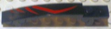 Part 50967pb001L - Slope, Curved 8 x 1 x 1 2/3 with Arch and 2 Recessed Studs with Red Lines Pattern Model Left (Sticker) - Set 8669 - De BrickPlaats