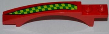 Part 50967pb004L - Slope, Curved 8 x 1 x 1 2/3 with Arch and 2 Recessed Studs with Lime and Green Checkered Stripe Pattern Model Left Side (Sticker) - Set 7967 - De BrickPlaats