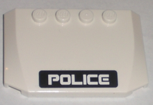 Part 52031pb013 - Wedge 4 x 6 x 2/3 Triple Curved with White 'POLICE' on Black Stripe Pattern (Sticker) - Set 5971 - De BrickPlaats