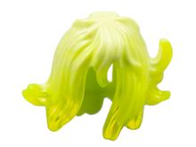 Part 53801pb01 - Minifigure, Hair Female Mid-Length Wavy with Side Spikes, Elongated Hole in Back and Marbled Trans-Neon Green Pattern - De BrickPlaats