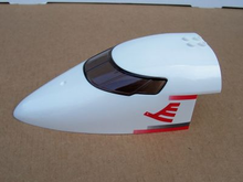 Part 54092c01pb02 - Aircraft Fuselage Forward Top Curved 8 x 16 x 5 with Trans-Brown Glass with Red Airline Bird and Stripes Pattern - De BrickPlaats