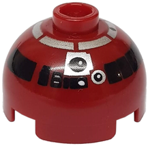 Part 553px4 - Brick, Round 2 x 2 Dome Top with Silver and Black Pattern (R4-P17) - De BrickPlaats