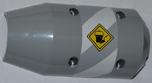 Part 57792pb03R - Vehicle, Tipper Drum 3 x 6 x 10 Half with 4 Pin Holes and Bucket and Trowel on Sign Pattern Model Right (Sticker) - Set 60018 - De BrickPlaats