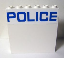 Part 59349pb098 - Panel 1 x 6 x 5 with Blue 'POLICE' on White Background Pattern (Sticker) - Set 60044 - De BrickPlaats