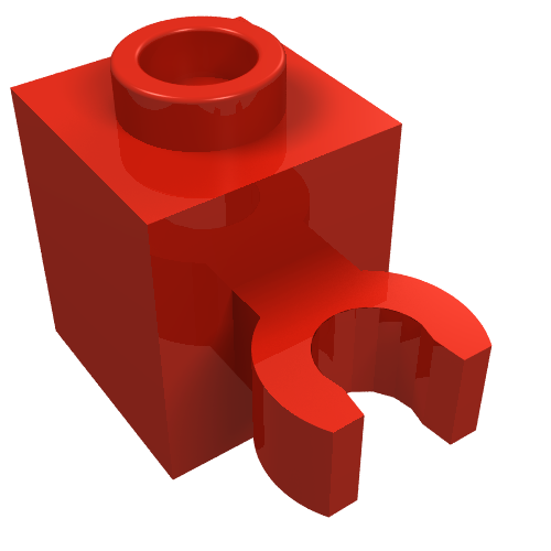 Part 60475b - Brick, Modified 1 x 1 with Open O Clip (Vertical Grip) - Hollow Stud - De BrickPlaats