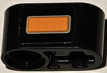 Part 60483pb011 - Technic, Liftarm Thick 1 x 2 - Axle Hole with Orange Blinker Light with Silver Outline Pattern (Sticker) - Set 42111 - De BrickPlaats
